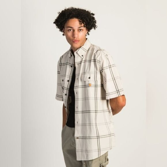 Carhartt Men's Loose Fit Midweight Short-Sleeve Plaid Shirt Size M - Picture 6 of 15
